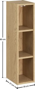 Horní závěsný koupelnový regál UNI 83-20-80 dub cremona