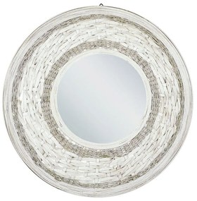 Okrúhle bambusové nástenné zrkadlo ø 61 cm prírodné SOLEDAD Beliani