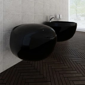 Set čierne keramické závesné WC s bidetom 270038