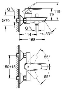 GROHE 23605001 - Vaňová batéria BAUEDGE 150±15 mm lesklý chróm