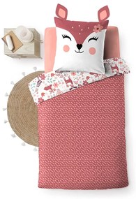 Biele/ružové bavlnené detské obliečky na jednolôžko 140x200 cm Bichette – douceur d'intérieur