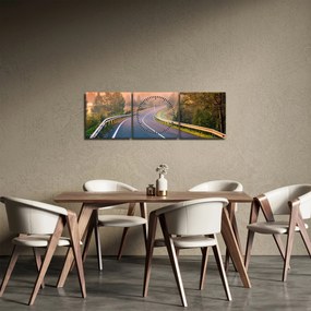 Obraz - Cesta pri východe slnka (s hodinami) (90x30 cm)