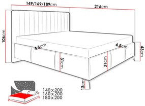 Manželská posteľ s úložným priestorom 140x200 TANIX - béžová