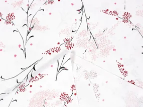 Biante Bavlnený záves Sandra SA-088 Vínovo-ružové lúčne kvety na bielom 140x240 cm