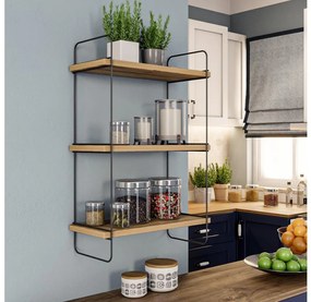 Nástenná polica PULALIS 66x40 cm hnedá/čierna