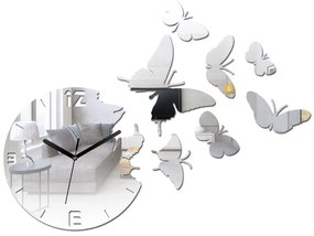 Moderné nástenné hodiny MIRROR BUTTERFLIES