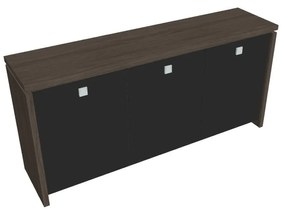 Nízka skriňa Verno 188 x 46 x 90 cm, sklenené dvere, dub antracit / čierna