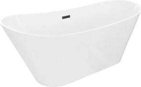 Mexen Dora, voľne stojaca vaňa 160 x 75 cm, biela, čierny prepad, 52071607500-70