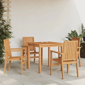 Stohovateľné záhradné stoličky 4 ks 56,5x57,5x91 cm masívny tík 3157901
