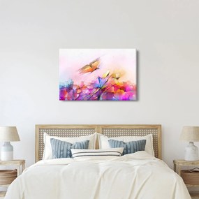 Obraz - Motýľ nad kvetinou, abstrakcia (90x60 cm)