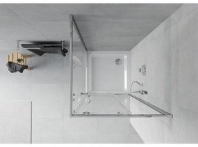 Mexen Rio štvorcový sprchovací kút 90 x 90 cm, 6mm sklo, chrómový profil-číre sklo + slim sprchová vanička 5cm, 860-090-090-01-00-4010