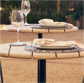 Okrúhly konferenčný stolík s doskou z akácie v čierno-prírodnej farbe ø 43 cm Saura – Kave Home