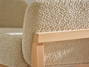 Relaxačné kreslo Laopas (béžová + dub). Akcia -20%. Vlastná spoľahlivá doprava až k Vám domov. 1135855