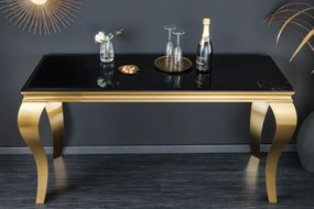 Konzola MODERN BAROCK 140cm tvrdené opálové sklo čierno-zlatá