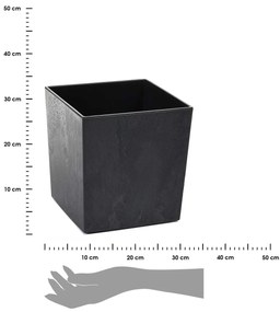 PLASTOVÝ KVETINÁČ FLORE 25X25 CM IMITÁCIA BETÓNU ČIERNA