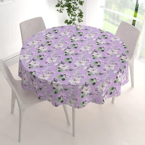 Biante Dekoračný okrúhly obrus PML-044 Kvety magnólie na fialovom Ø 110 cm