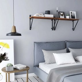 Sada 2x nástenných políc SHELFY hnedá/čierna