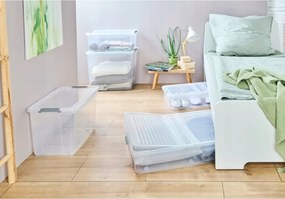 Úložný box s vekom a kolieskami pod posteľ, KEEEPER CLIPBOX LEO 33L, 77 x 38 x 16 cm