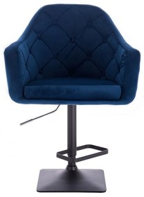 LuxuryForm Barová stolička ANDORA VELUR na čierne podstave - modrá