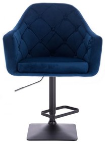 LuxuryForm DESIGN Barová stolička ANDORA VELUR na čierne podstave - modrá