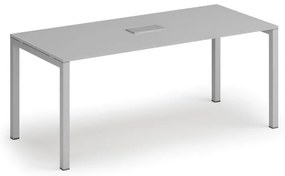 Rokovací stôl PRIMO SQUARE, 180x80 cm, sivá + stolová zásuvka TYP VI, strieborná