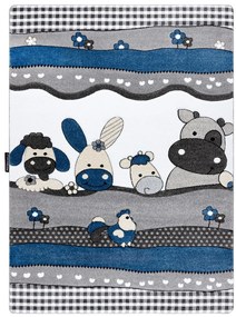 Detský kusový koberec Petit Farm animals blue, 200x290, modrá, detská izba, Dywany Łuszczów