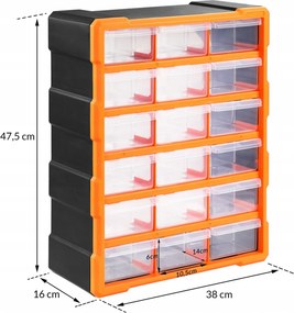 Organizér Damir s 18 priehradkami čierny/oranžový
