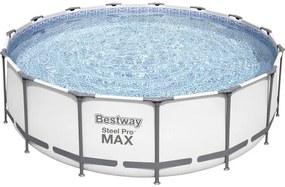 Nadzemný bazén Bestway Steel Pro MAX 457x122 cm rámový s pieskovou filtráciou, schodíkmi a zakrývacou plachtou svetlosivý