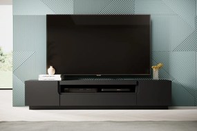 TV stolík Loftia 200 cm s otvorenou policou - čierna / čierny mat