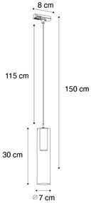 Moderné čierne závesné svietidlo pre koľajnicový systém 1-fázový - Iconic Lloyd
