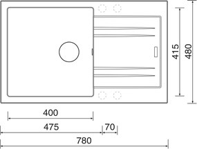 Granitový drez Sinks LINEA 780 N Granblack