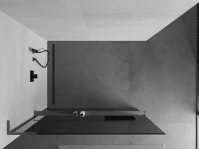 Mexen Kioto+ L, sprchová zástena Walk-In s poličkou a vešiakom 80 x 200 cm, 8mm šedé sklo, grafitový profil, 800-080-123-66-40