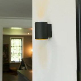 Nástenná lampa čierna so zlatým okrúhlym tvarom - Sola