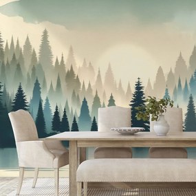 Samolepiaca tapeta zahmlený lesný súmrak