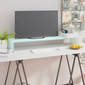 Sklenený TV stojan/stojan pod monitor, biely, 100x30x13 cm
