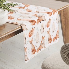 Biante Detský bavlnený behúň na stôl Sandra SA-523 Líšky a sovy na bielom 20x120 cm