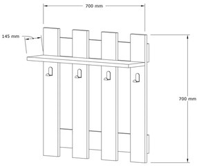 Nástěnný věšák s policí Carina 70 cm ořech