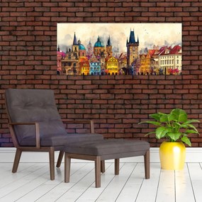 Obraz - Jeseň v maľovanom meste (120x50 cm)
