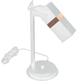 Stolná lampa Vidar, 1x drevené/biele kovové tienidlo, w
