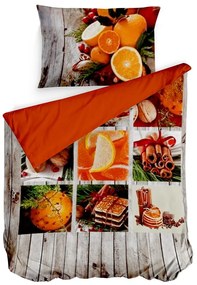 Gipetex Natural Dream 3D talianská obliečka 100% bavlna Canella pomaranč & klinčeky - 140x220 / 70x90 cm