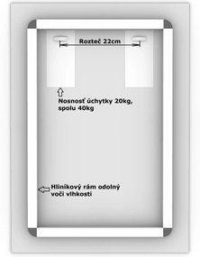 LED zrkadlo Romantico 70x110cm studená biela - diaľkový ovládač Farba diaľkového ovládača: Čierna