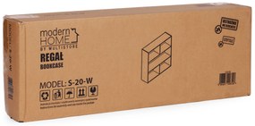 ModernHome Moderná stojaca knižnica do obývačky a spálne 3 úrovne biela ModernHome