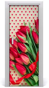 Samolepiace fototapety na dvere červené tulipány 85x205 cm