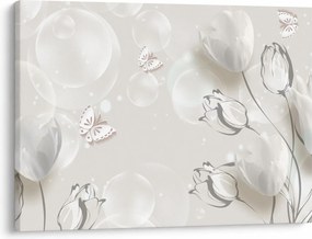 Obraz - Tulipány medzi bublinami (70x50 cm)