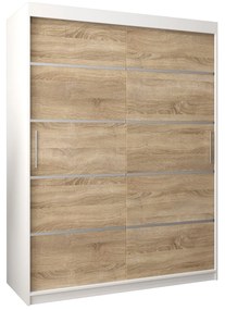 Šatníková skriňa 150 cm Verika 1 150 (biela + dub sonoma). Akcia -28%. Vlastná spoľahlivá doprava až k Vám domov. 1063703
