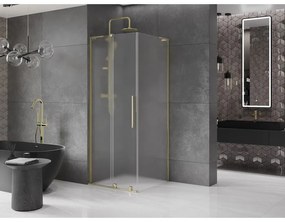 Mexen Velar L, sprchový kút s posuvnými dverami 110 x 110 cm, 8mm sklo námraza, zlatá lesklá, 871-110-110-33-50