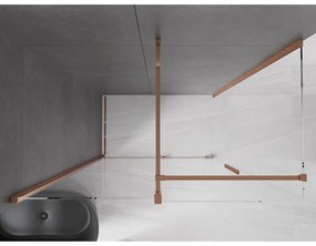 Mexen Velar, sprchový kút s posuvnými dverami 160(dvere) x 75(stena) cm, 8mm číre sklo, ružové zlato, 871-160-075-01-60