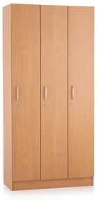 Drevená šatníková skrinka Visio - 3 oddiely, 90 x 42 x 190 cm, buk