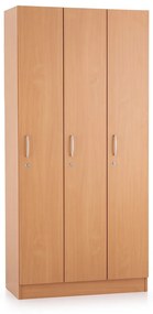 Drevená šatníková skrinka Visio - 3 oddiely, 90 x 42 x 190 cm, buk