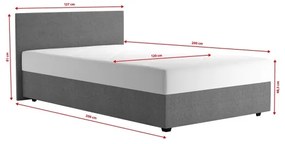 Čalúnená posteľ s úložným priestorom a matracom DARIA 120x200 cm sivá